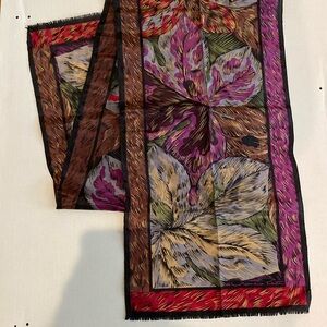 Oscar De La Renta Vintage Floral Scarf in deep Fall colors.